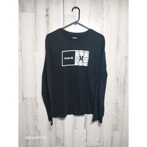 Hurley Men's Med. Long Sleeve Tee Black W/White Logo